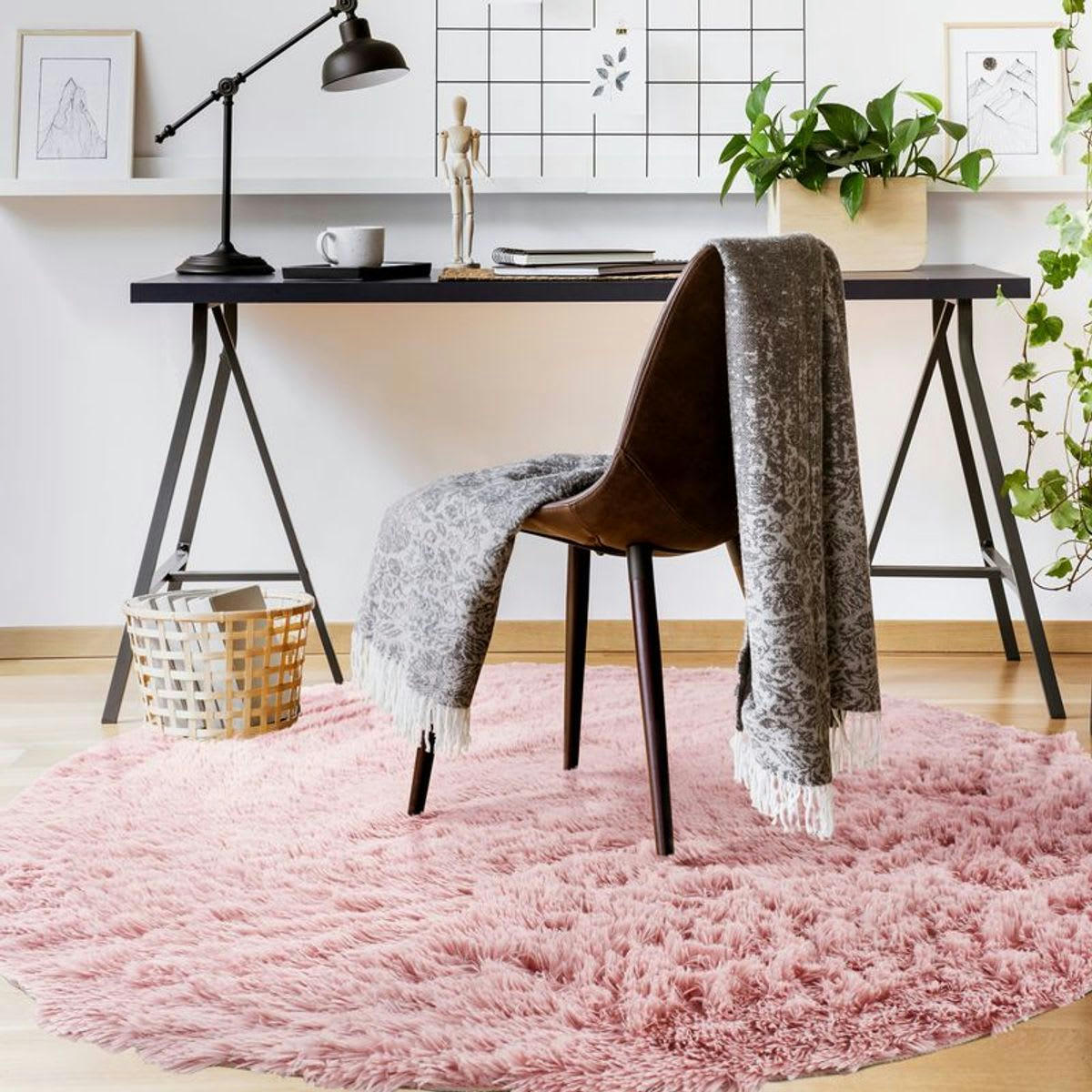 NEO - Tapis lavable à base fine et souple extra doux rose diam.160