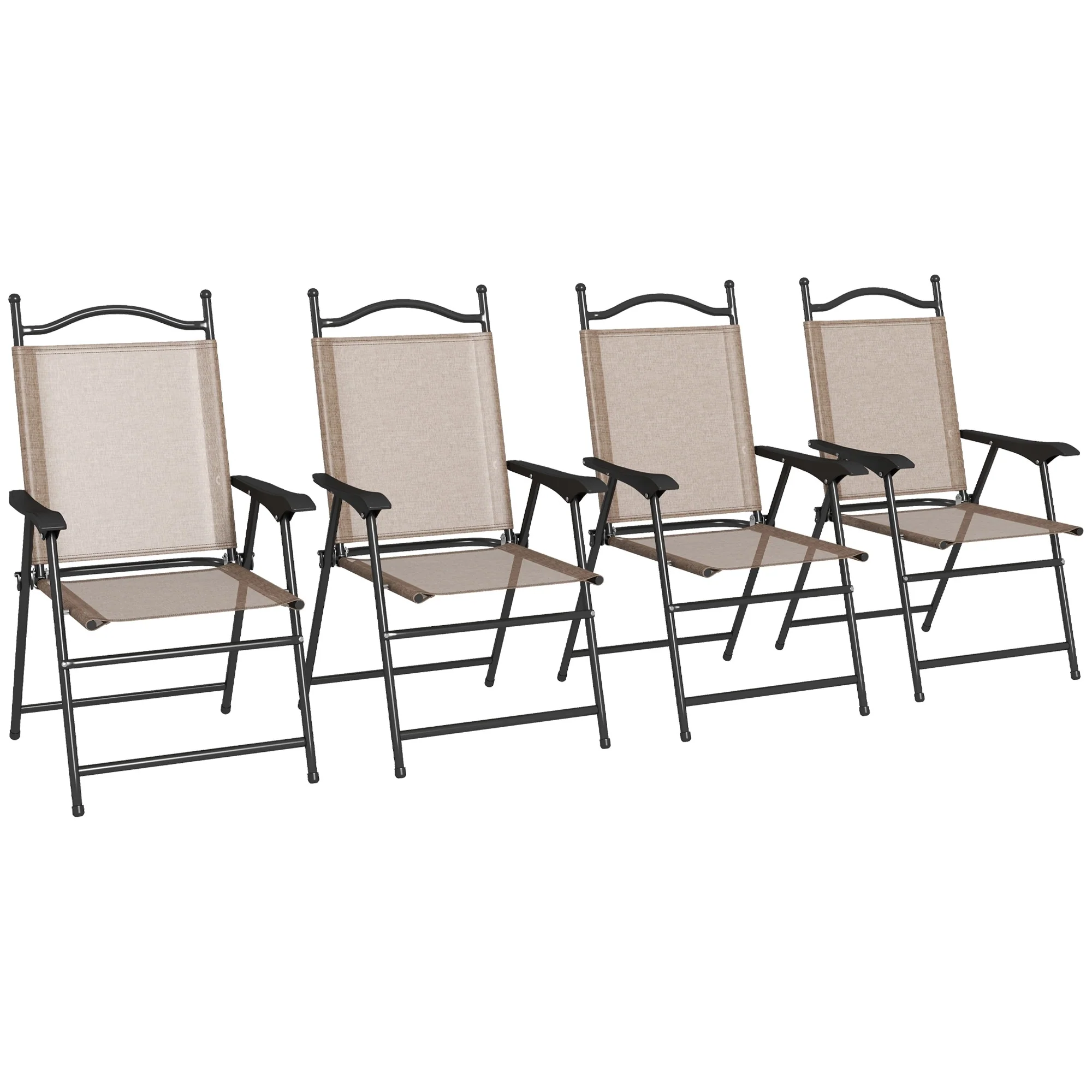 Outsunny Folding Patio Chairs, Set of 4 Sports Chairs for Adults, Camping Chairs