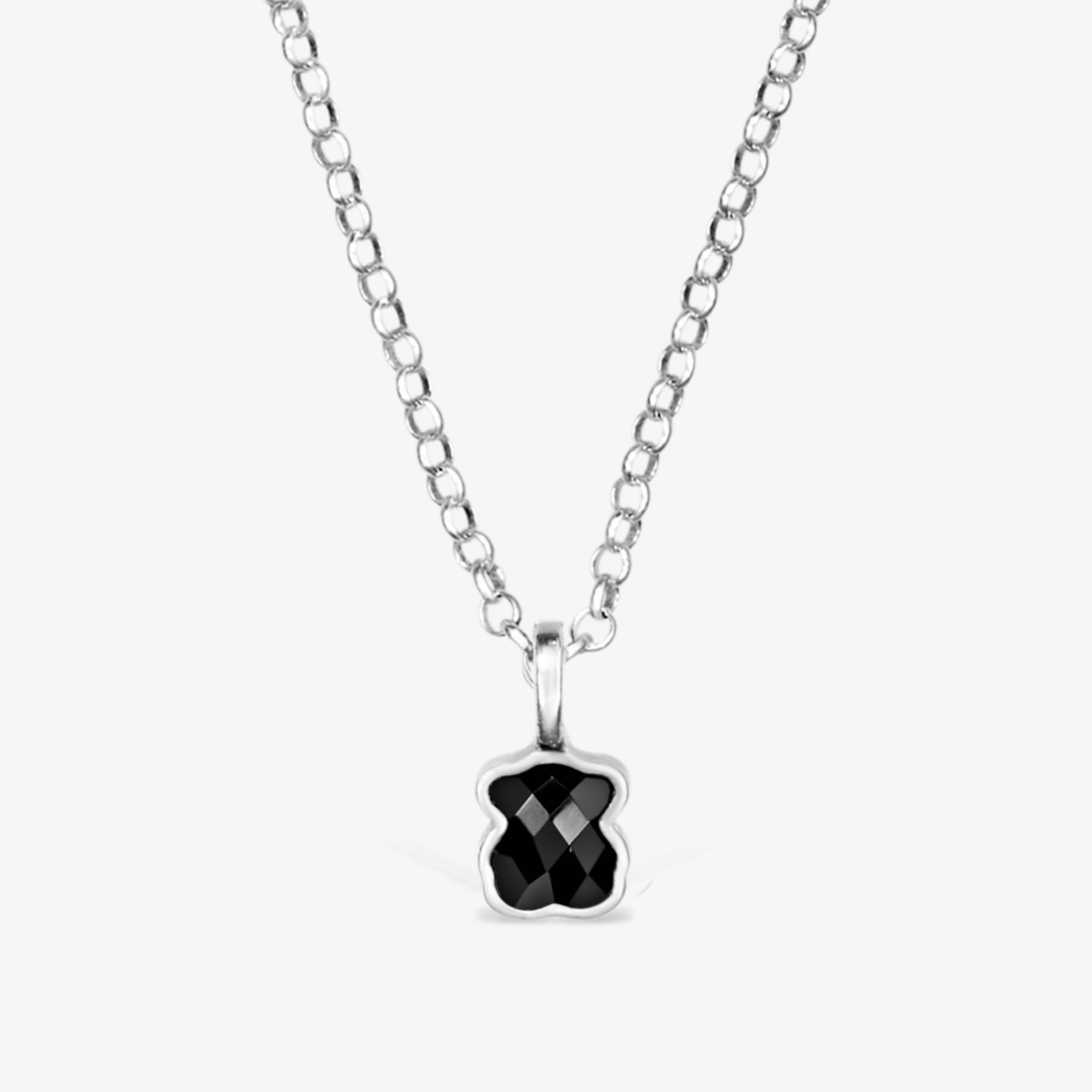 Collar de plata con motivo oso de ónix facetado TOUS Mini Onix