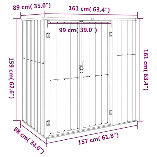NNEVL Garden Tool Shed Green 161x89x161 cm Galvanised Steel