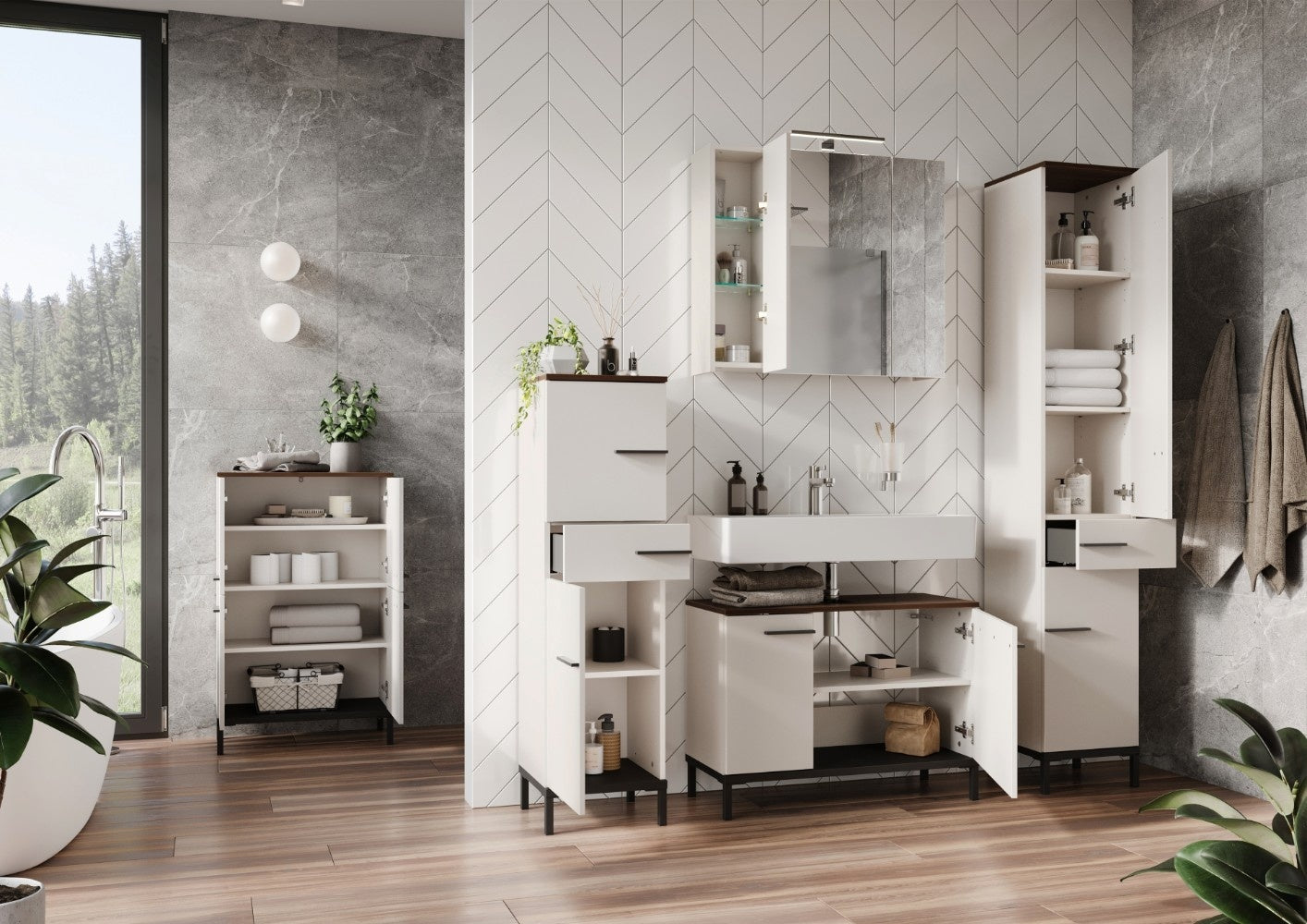 Germania Yonkers Badmeubel Set Drie Cashmere   Walnoot