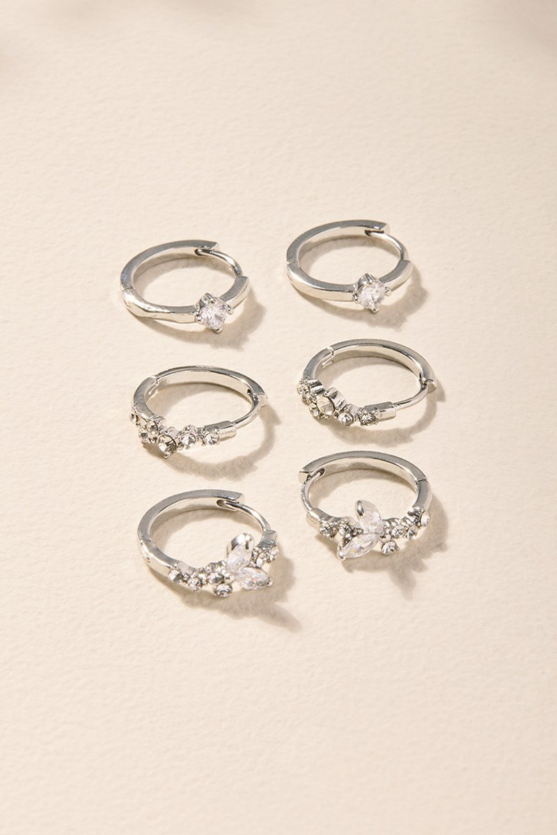 Kim Crystal Hoop Earring Set