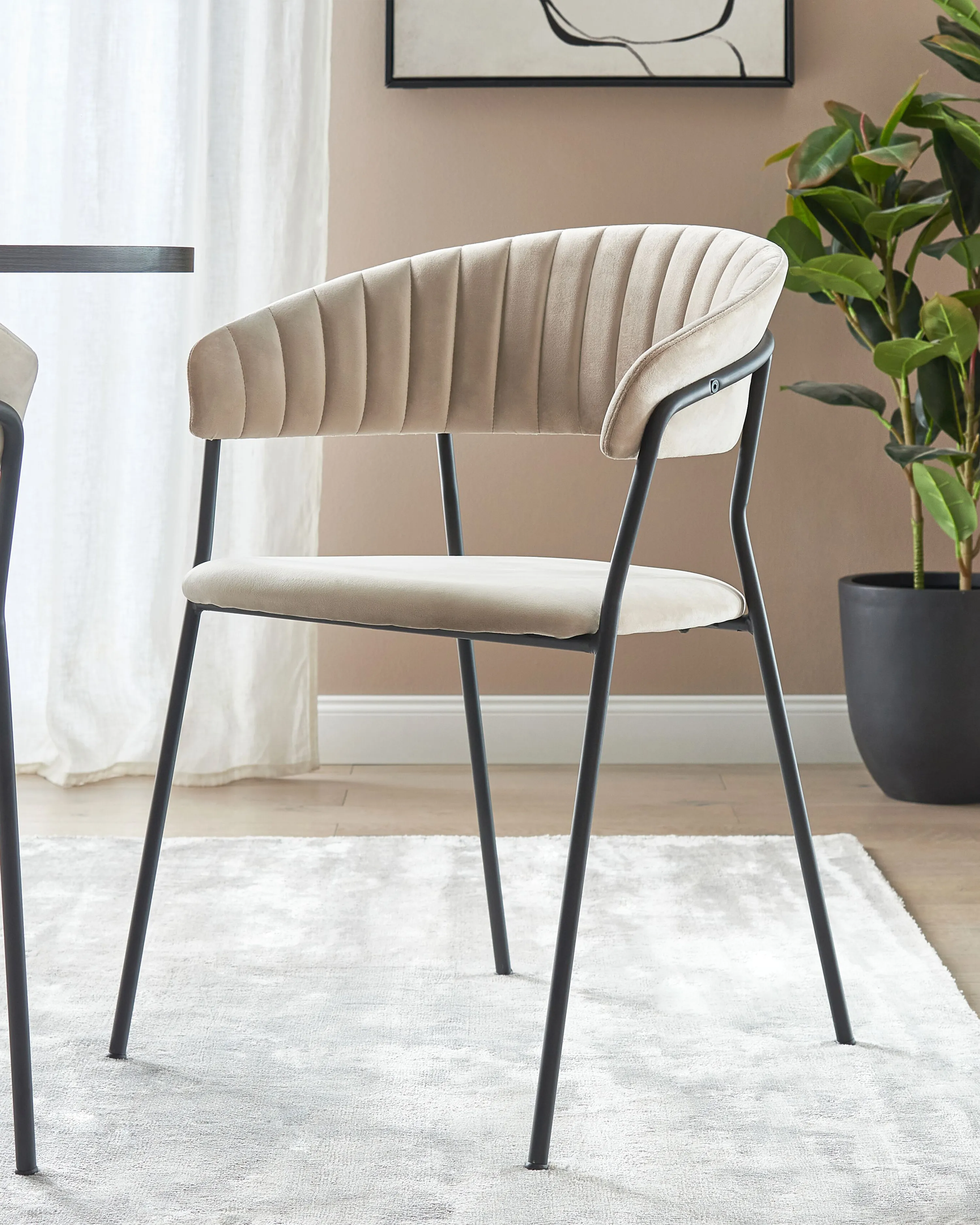 Set of 2 Dining Chairs MARIPOSA Velvet Taupe