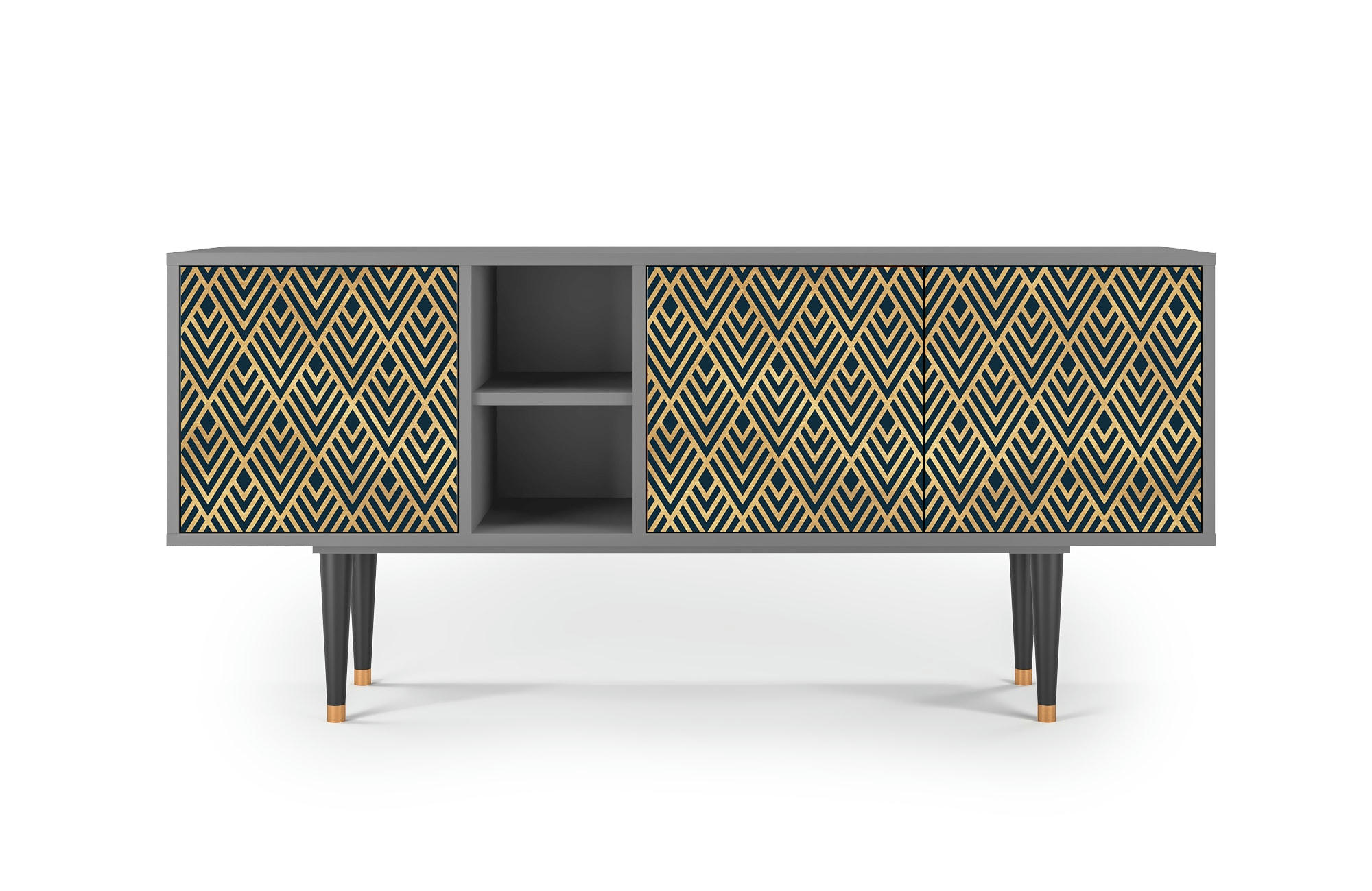 EGYPT TRIANGLES - Meuble TV  bleu 3 tiroirs L 150 cm