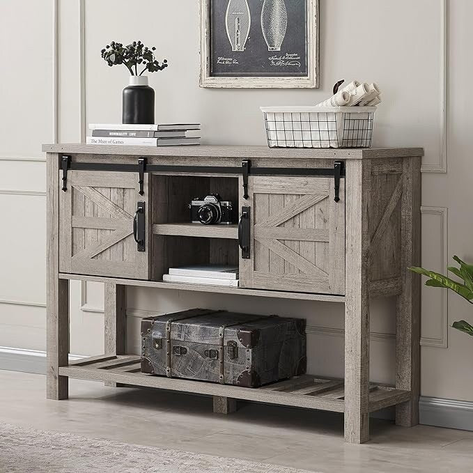 Farmhouse Entryway Table, Console Table with Storage Shelf, Sofa Table