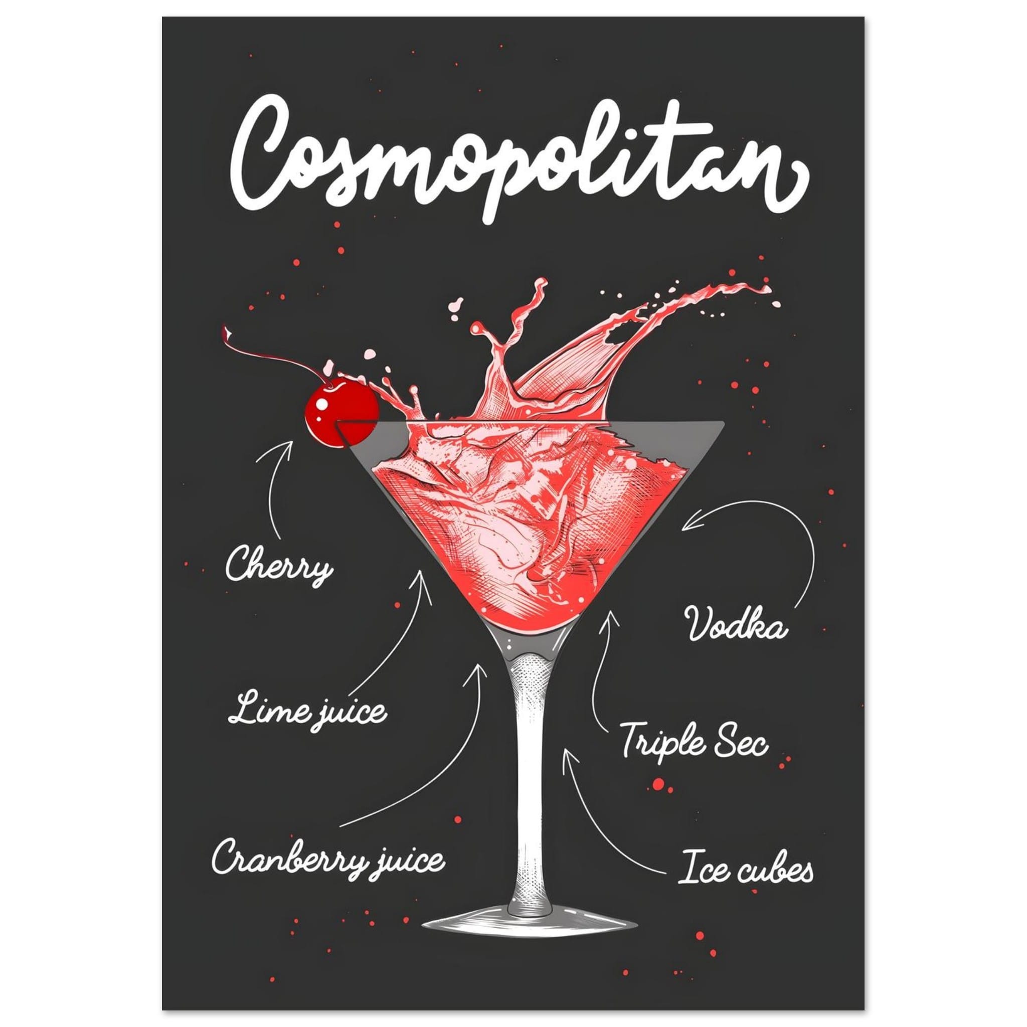 Artfulprints Cosmopolitan cocktail I – Illustratie  poster A4 21x29.7 cm