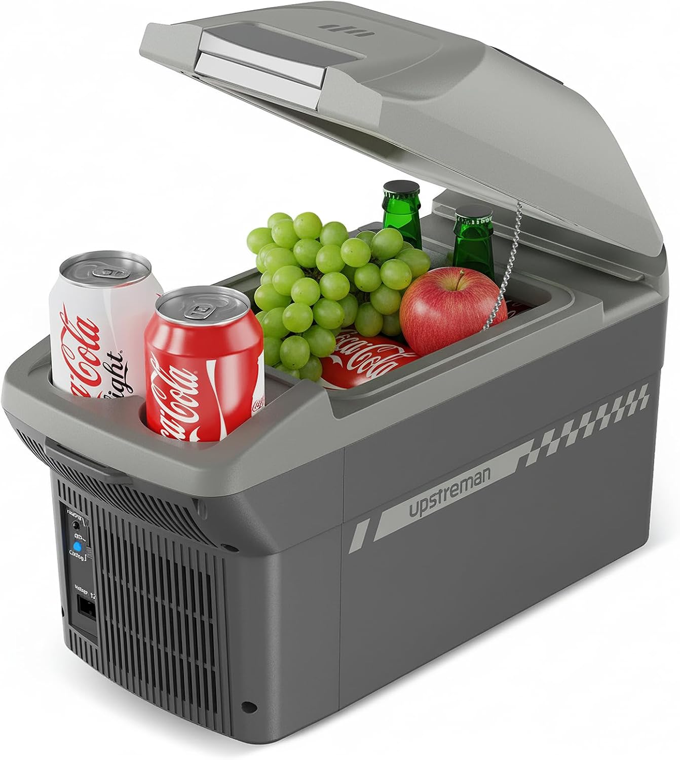 Upstreman Electric Cooler & Warmer 10QT(9L) Capacity, Thermoelectric Car Fridge with Shoulder Strap, Plug In 12V DC Portable Car Food Warmer and Cooler for Travel, Camping, Picnic-AR09