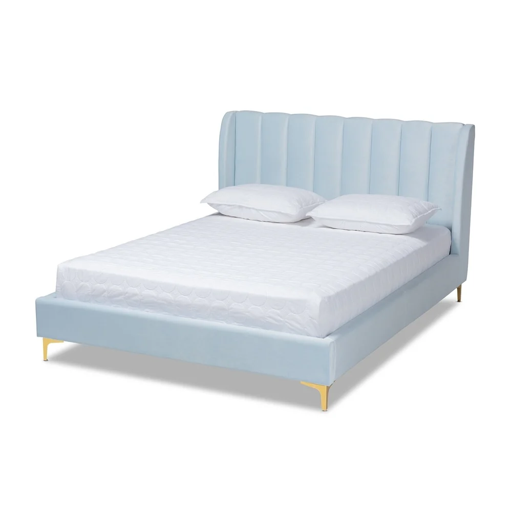 Silver Orchid Bruce Glam Velvet Fabric Platform Bed