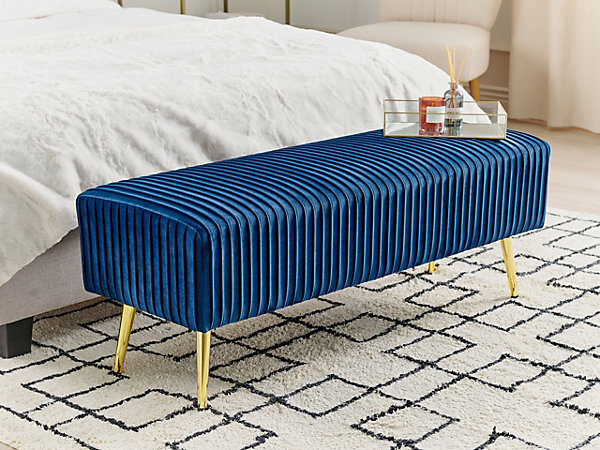Banc glamour entissu bleu PATERSON