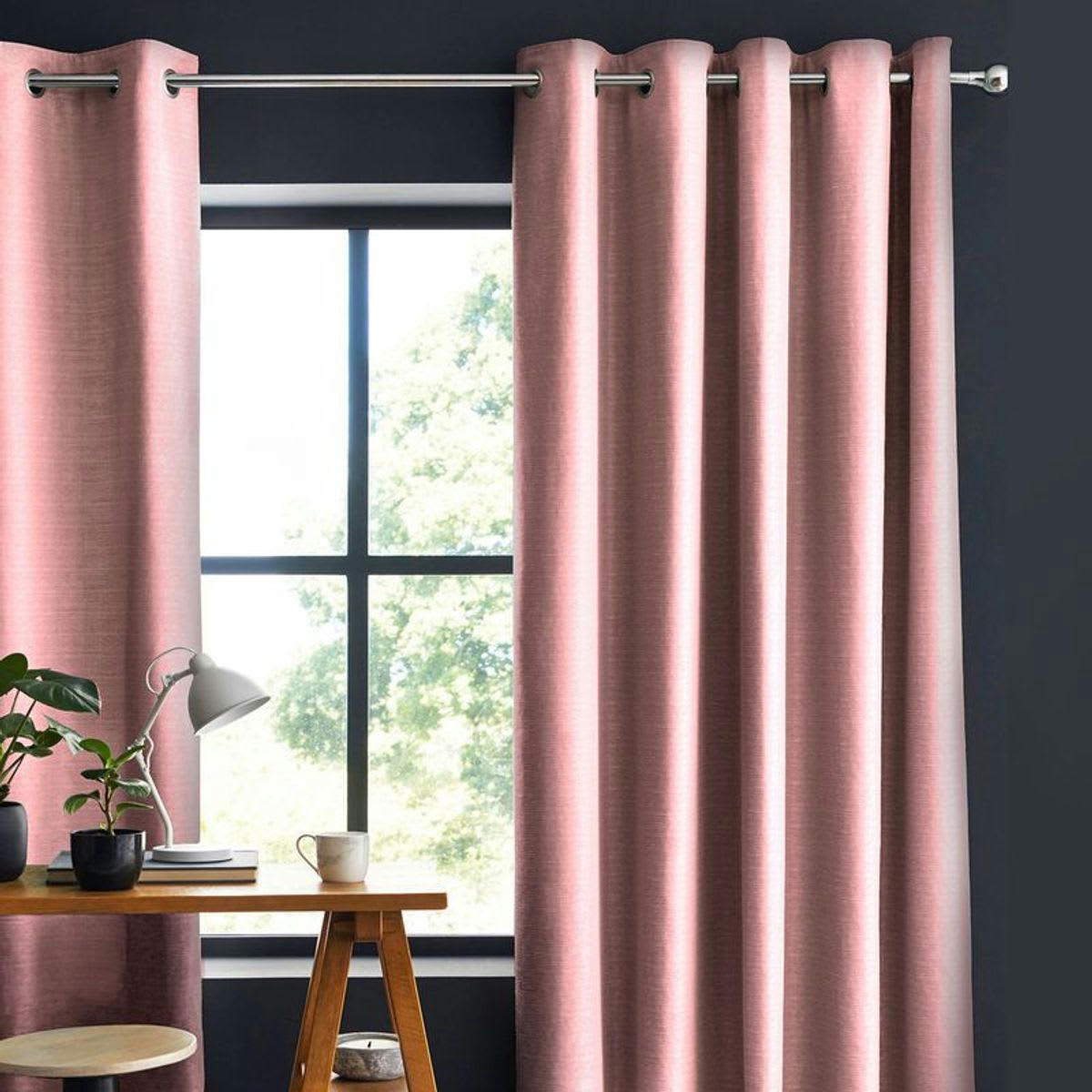 TOILE - Rideau 100% coton rose 150x250