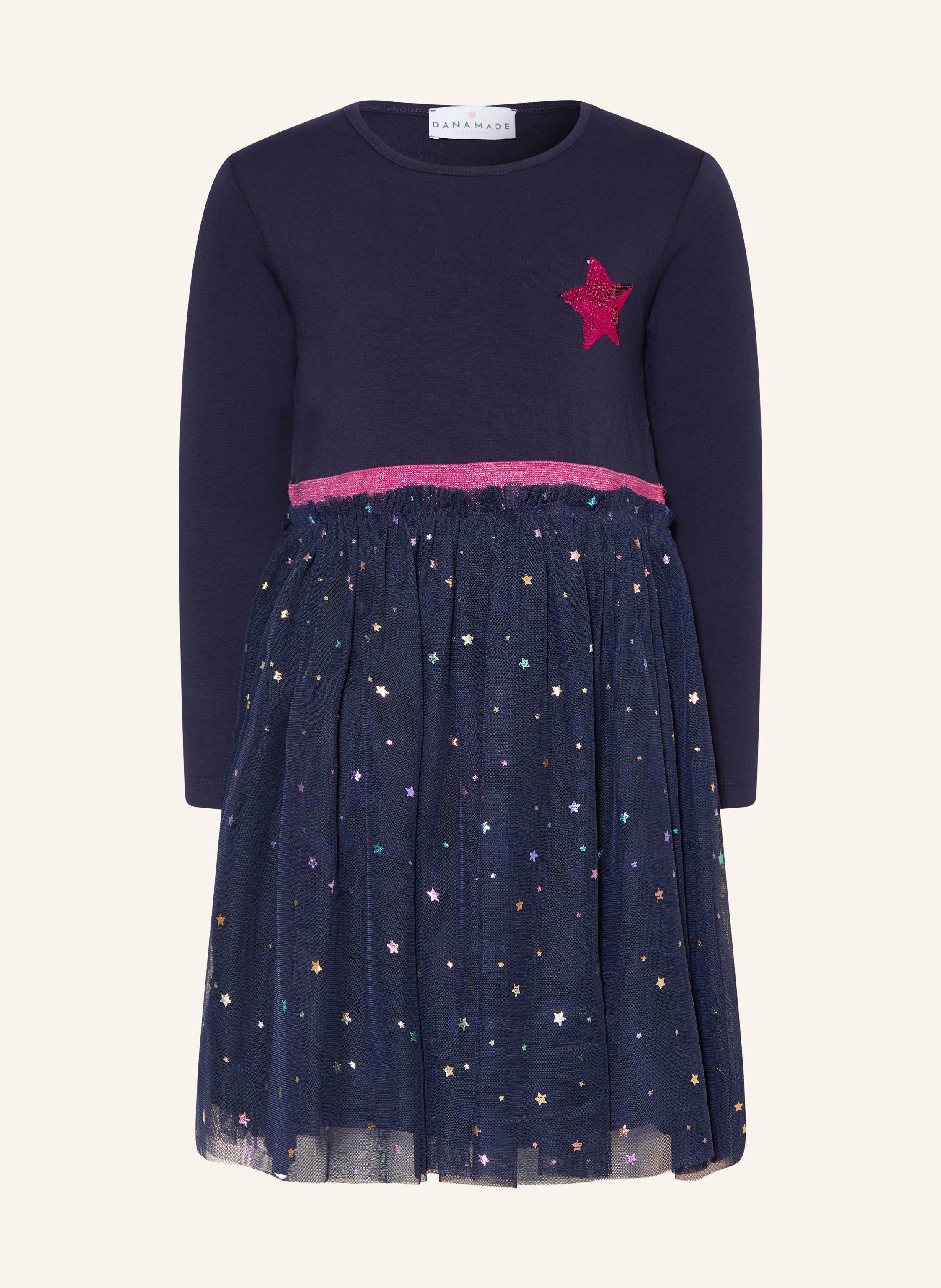 DANAMADE Kleid im Materialmix mit Pailletten und Glitzergarn