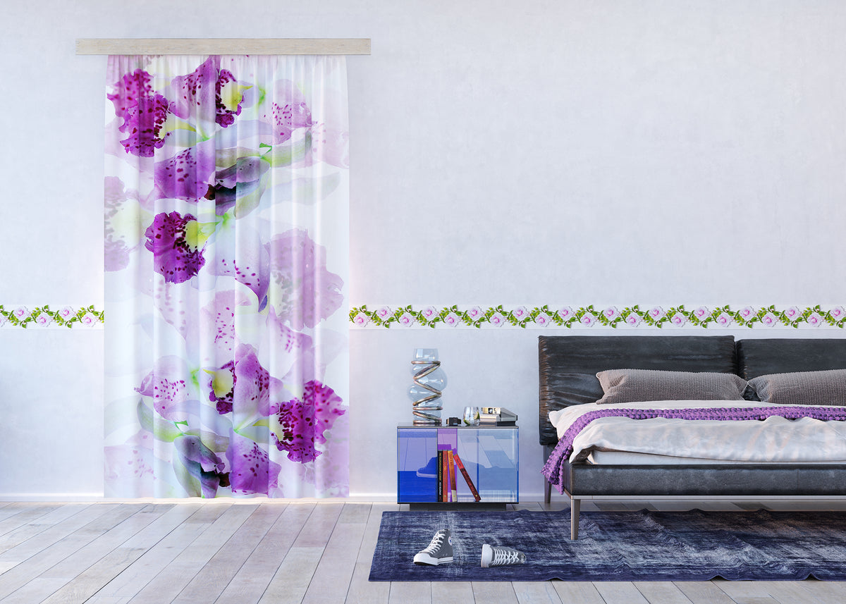 Sanders & Sanders zelfklevende behangrand bloemen wit, groen en roze - 500 x 14 cm - 600081