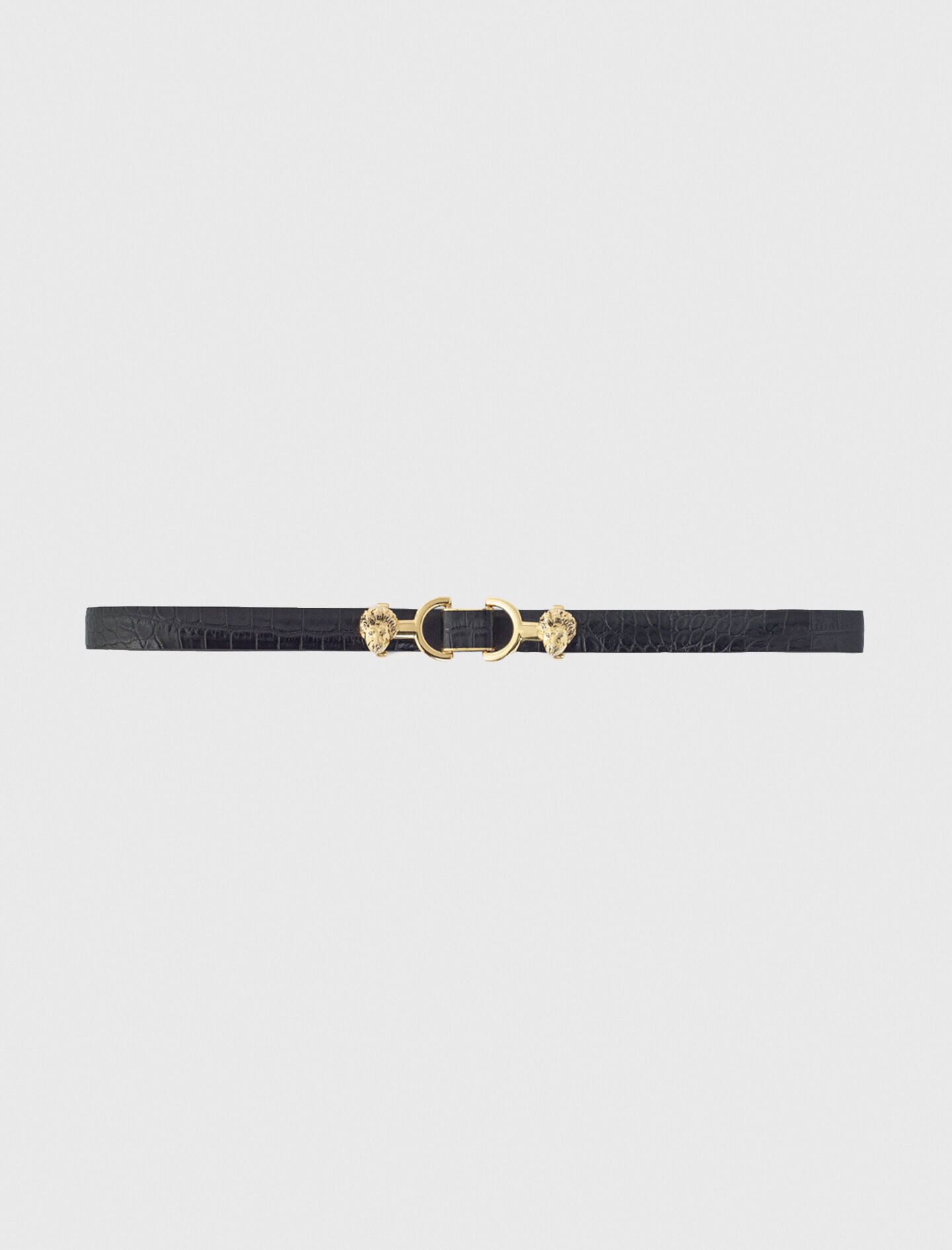 Ceinture fine en cuir à mors lion