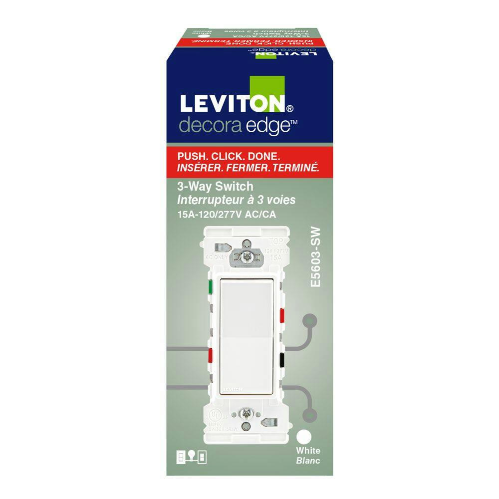 Leviton Decora Edge 15A 3-Way Switch, White