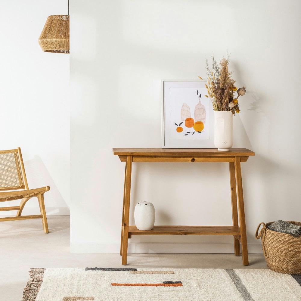 HANOTILO - Console en acacia L100cm bois foncé