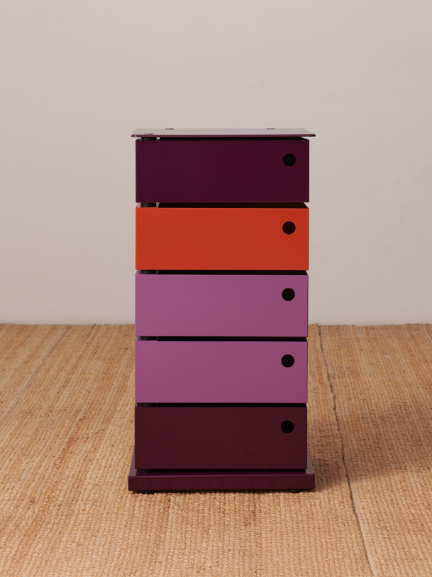 Meuble 5 tiroirs pivotants prune