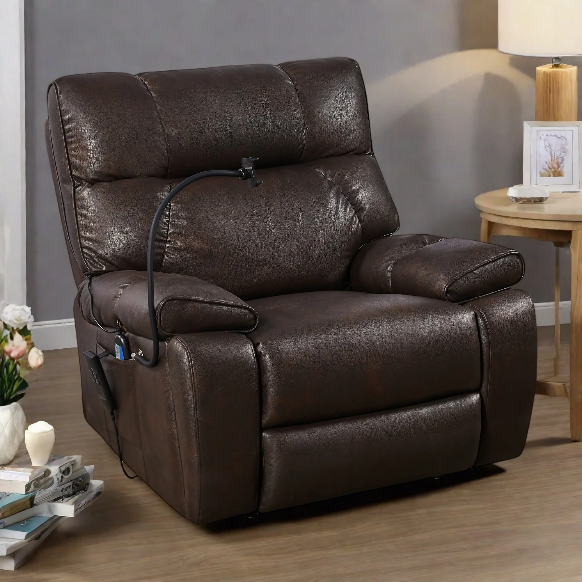 Power Lift Recliner Chair with Dual OKIN Motors, Infinite Position, Massage and Heat, Cup Holders