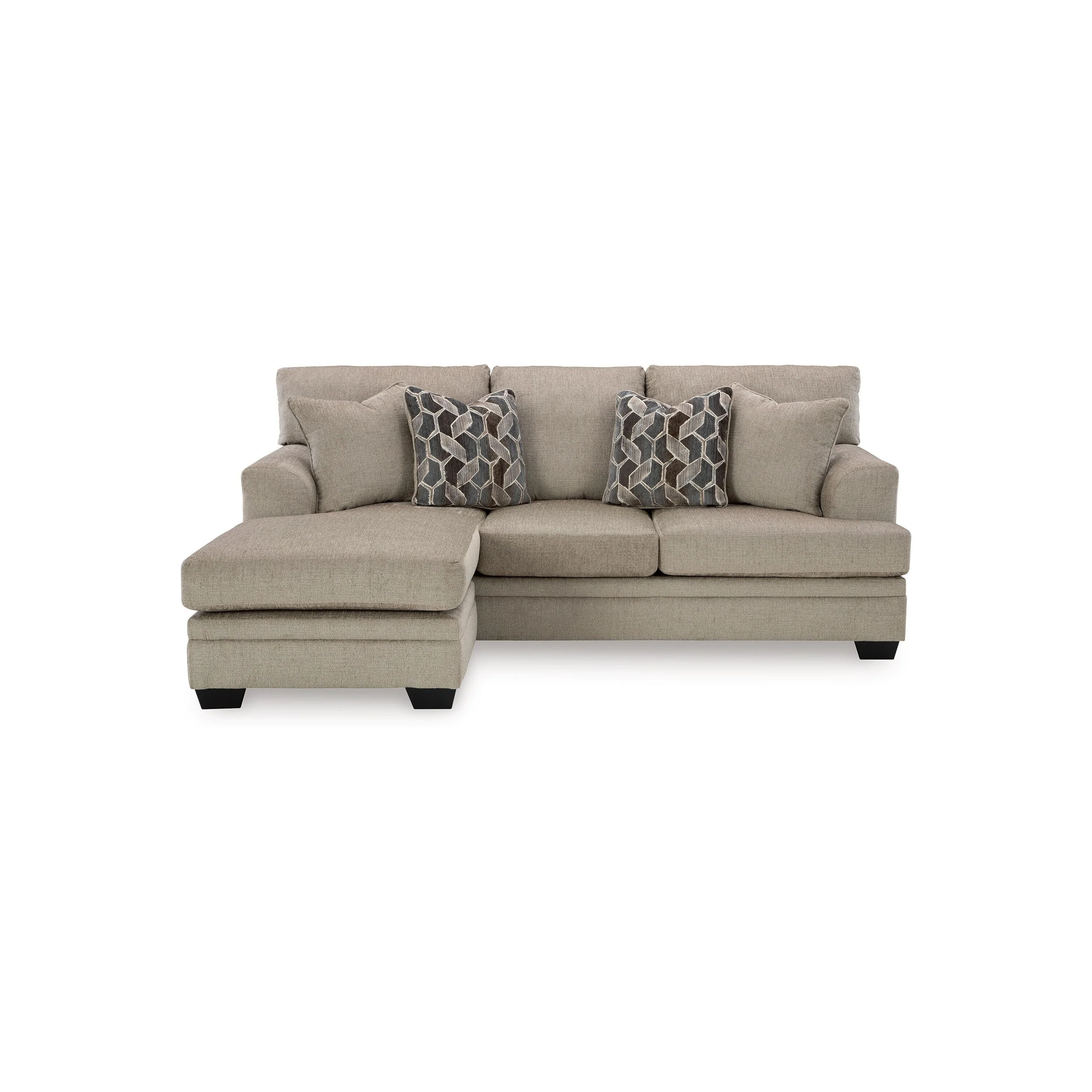 Ead Sectional Sofa Reversible Chaise, 4 Pillows, Taupe Brown Polyester