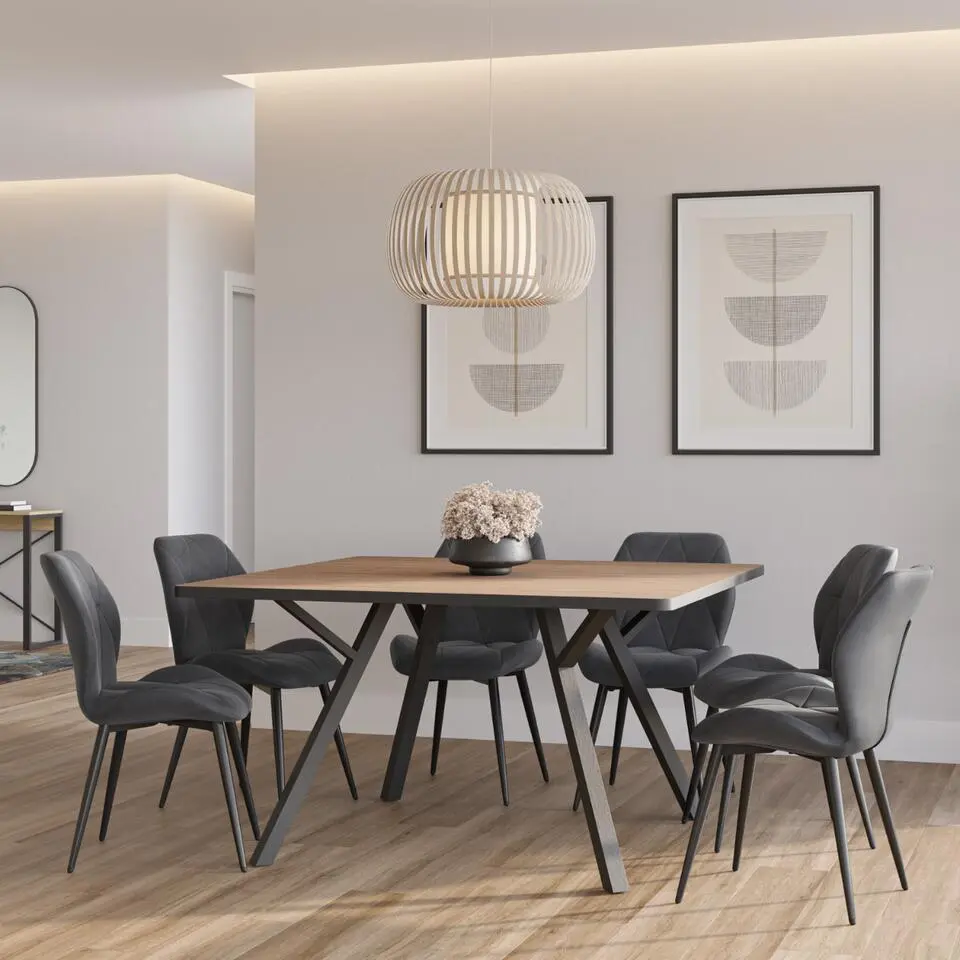 BENI Vierkante tafel - Licht hout - 136x136x77 cm