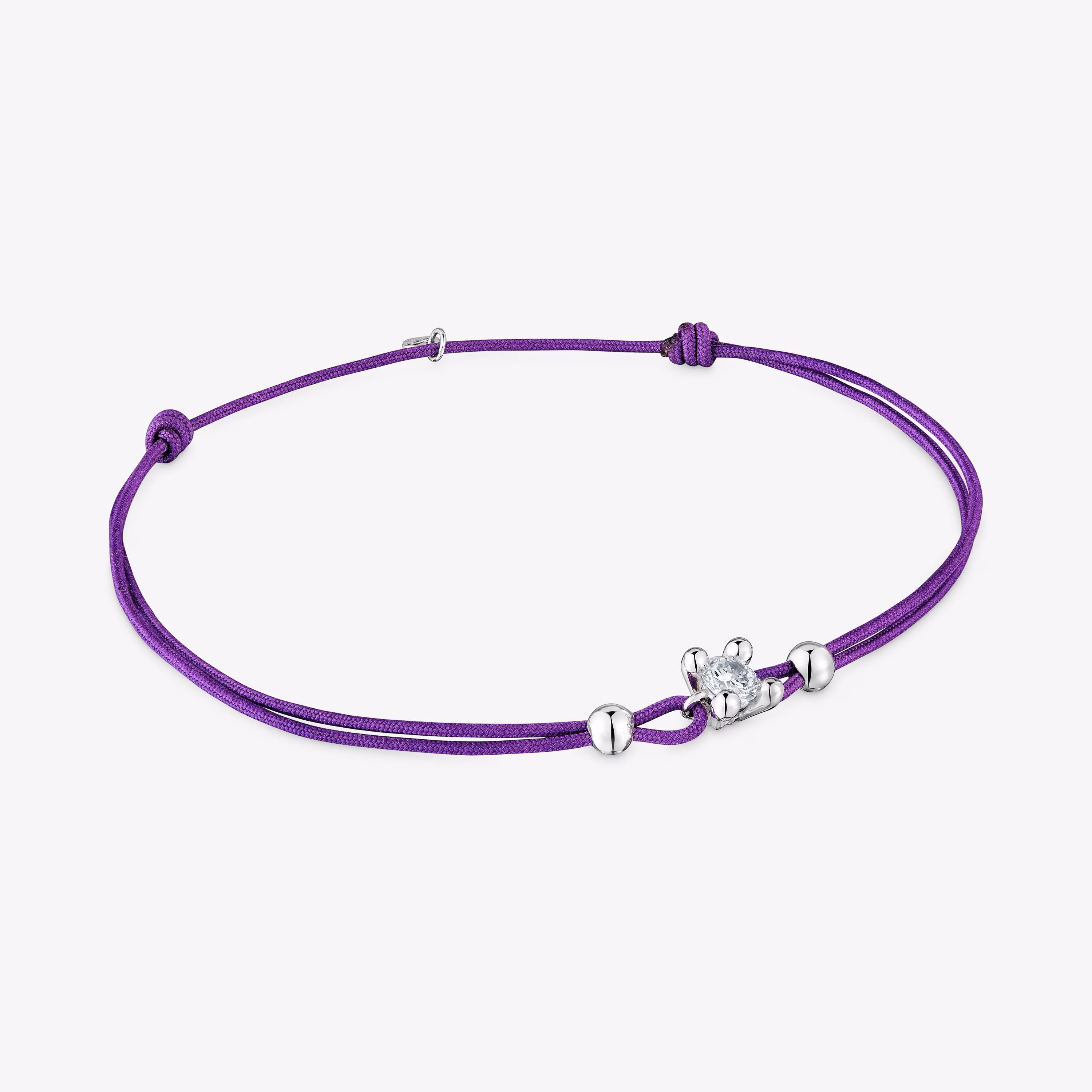 Pulsera de platino con diamante creado en laboratorio y nylon lila Shine LGD