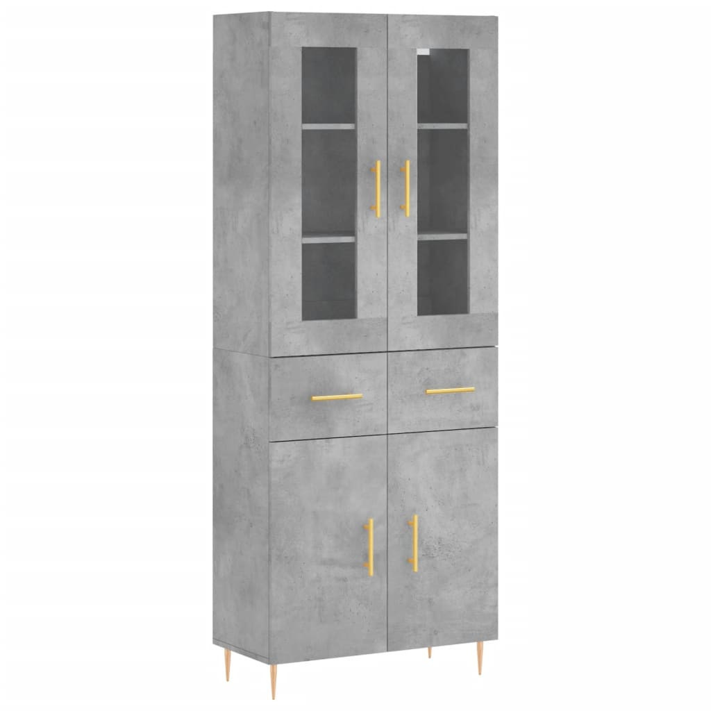 Szafka Witrynka Regał Szara Szklana 69.5x34x180 cm do Salonu Pokoju