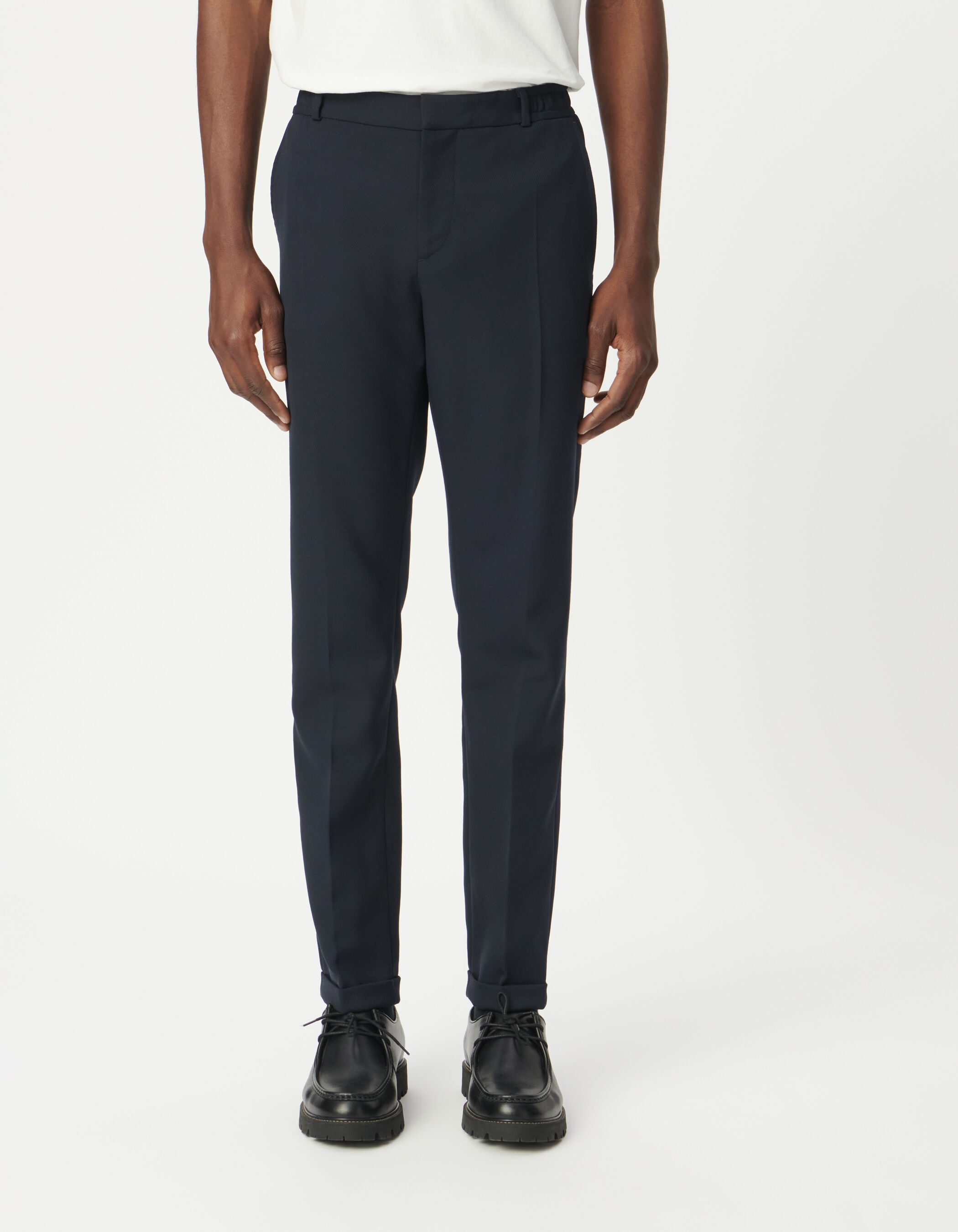 Pantalon de costume marine élastiqué dos Homme