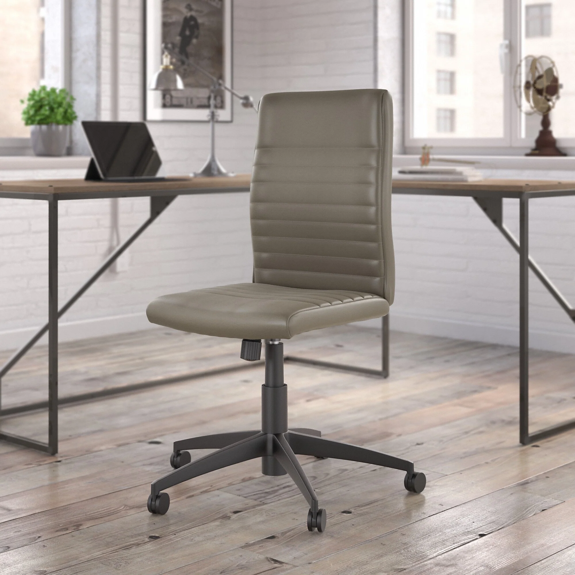 Salinas Mid Back Ribbed Leather Office Chair by Bush Furniture