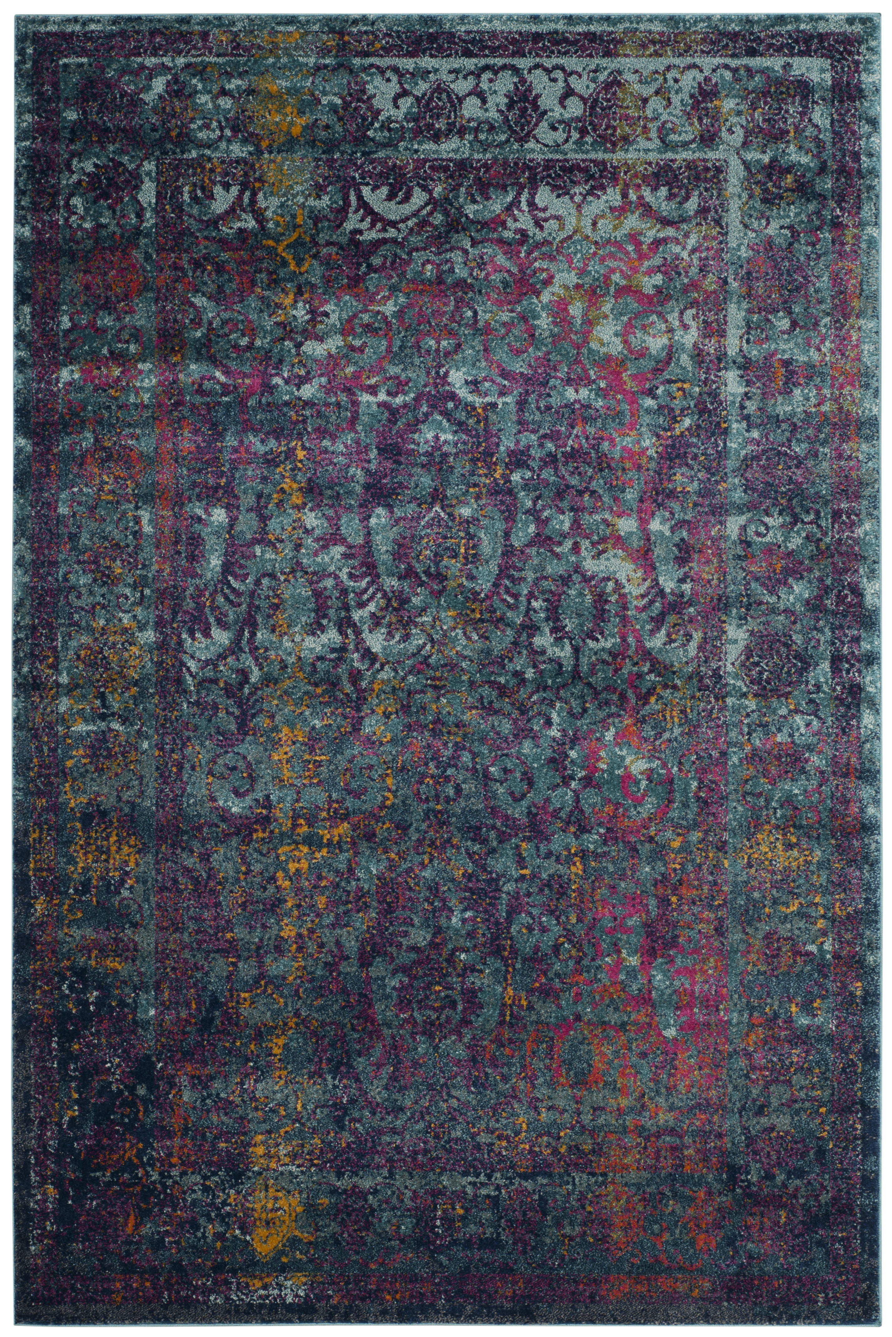 GRANADA - Tapis de salon interieur en bleu & multicolore, 155 x 229 cm