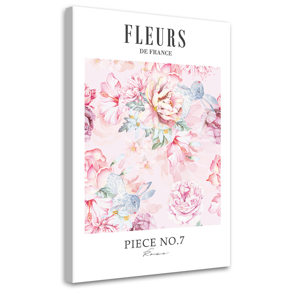 Feeby Obraz na płótnie, Pudrowe kwiaty piwonii Shabby Chic 40x60