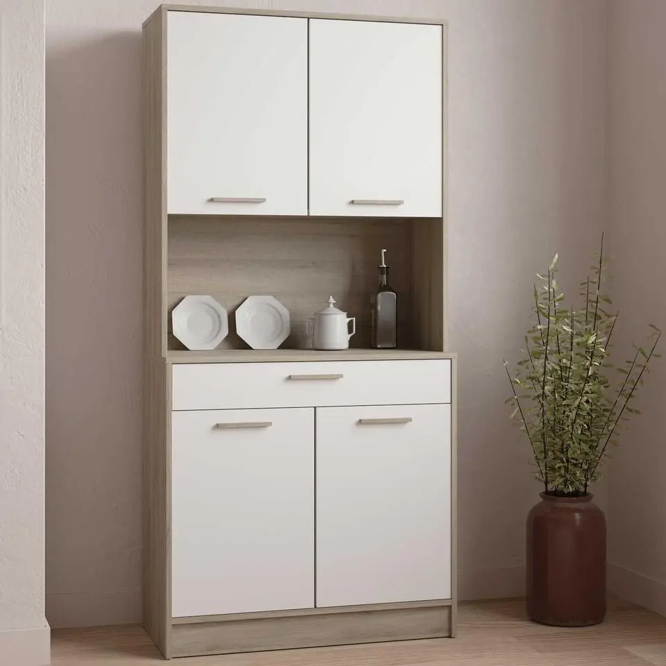 Buffetkast Romanie-Kronberg eik/mat wit