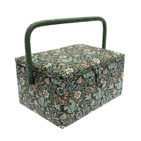 Floral Wood Block Medium Sewing Box