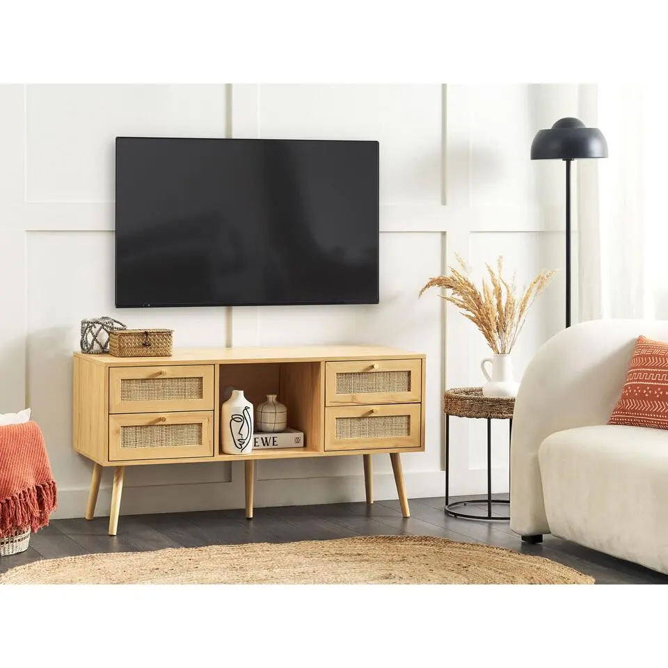 PEROTE - TV-meubel - Lichte houtkleur - Rotan