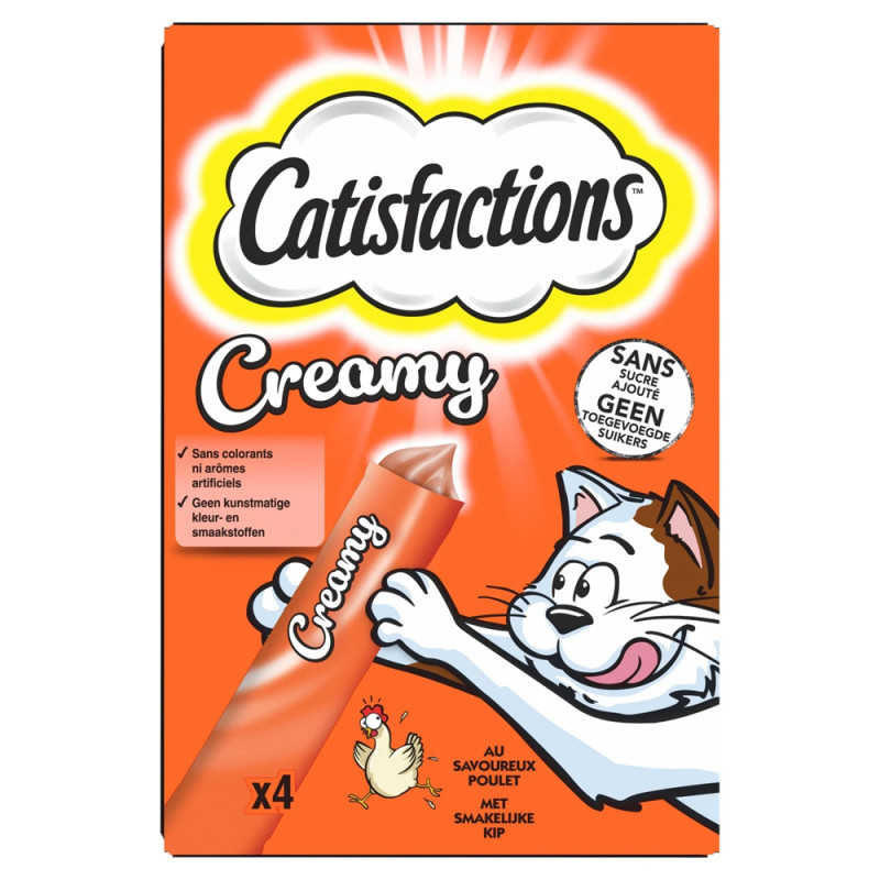 Friandise pour chat Creamy Snack au poulet 4 pièces CATISFACTIONS