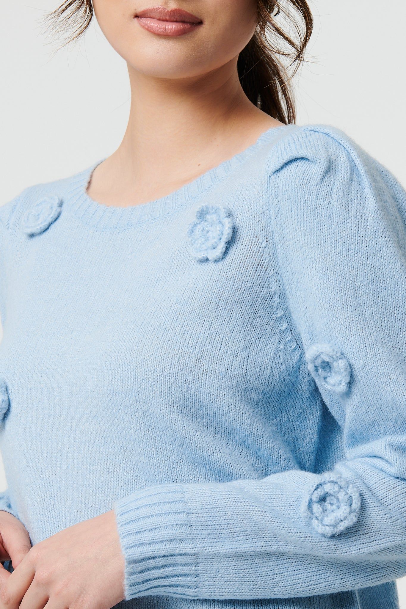 Izabel London Floral Embroidered Cropped Jumper