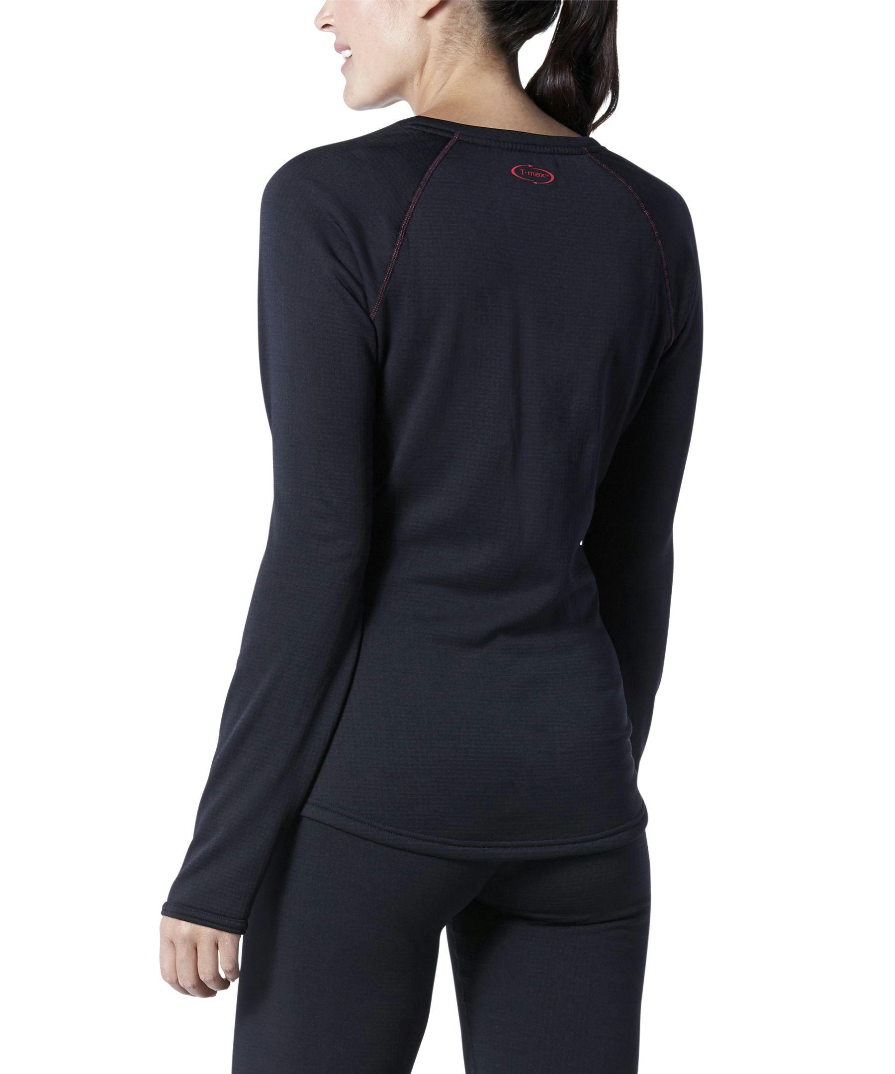 WindRiver Women's T-Max Heat Grid Crew Neck Long Sleeve Fleece Top - Black