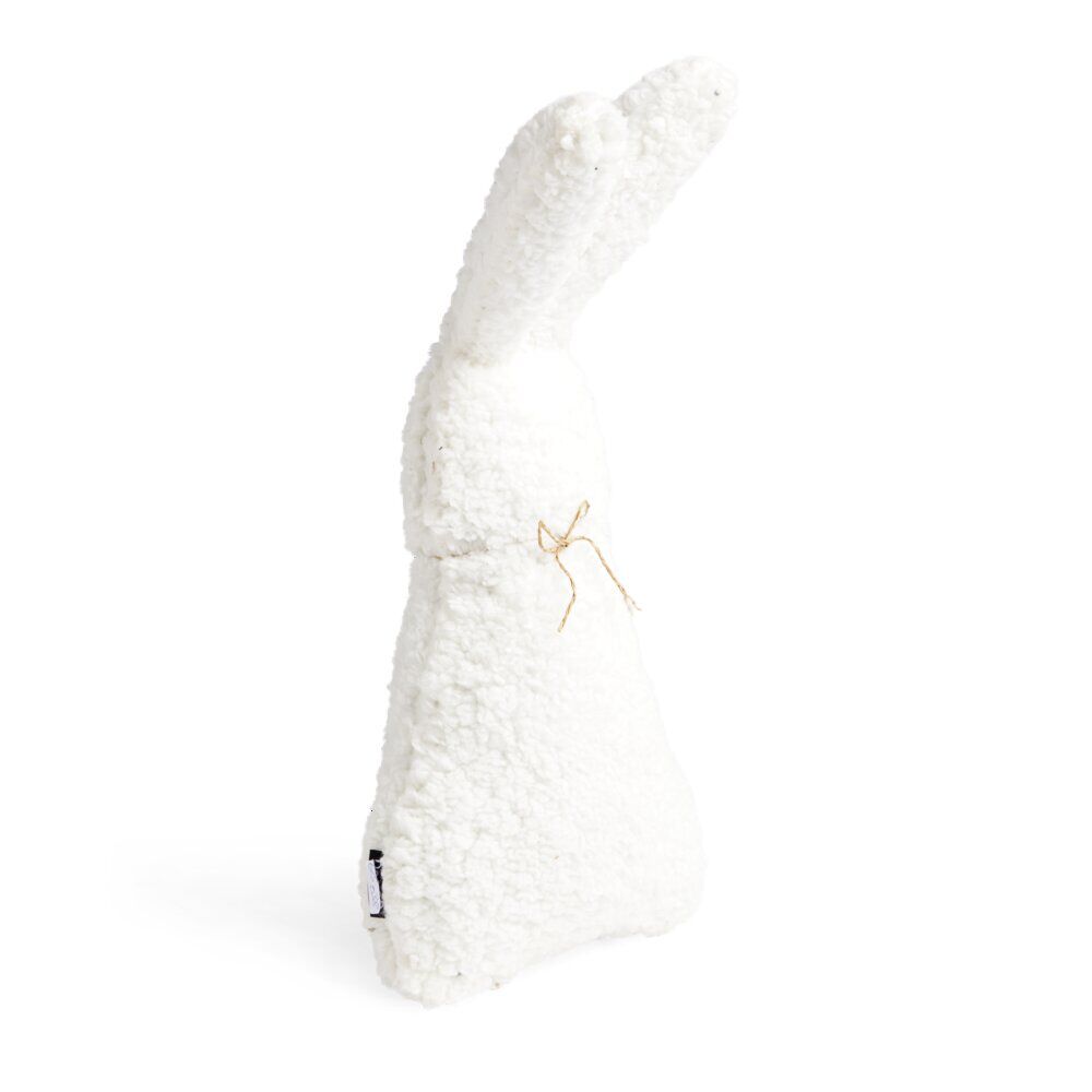 Coussin forme lapin aspect moutonné beige 25x47cm