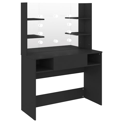 NNEVL Makeup Table with LED Lights 100x40x135 cm MDF Black