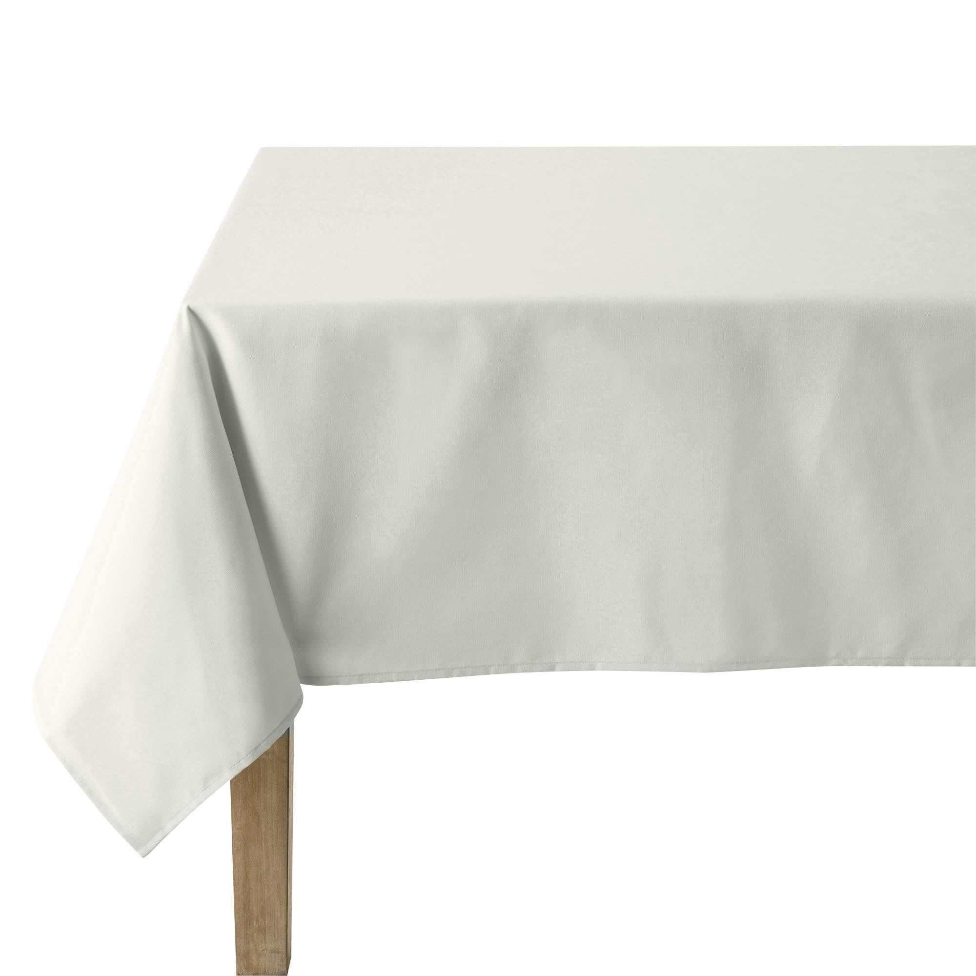 CAMBRAI - Nappe en coton traitee teflon blanc 180 x 180