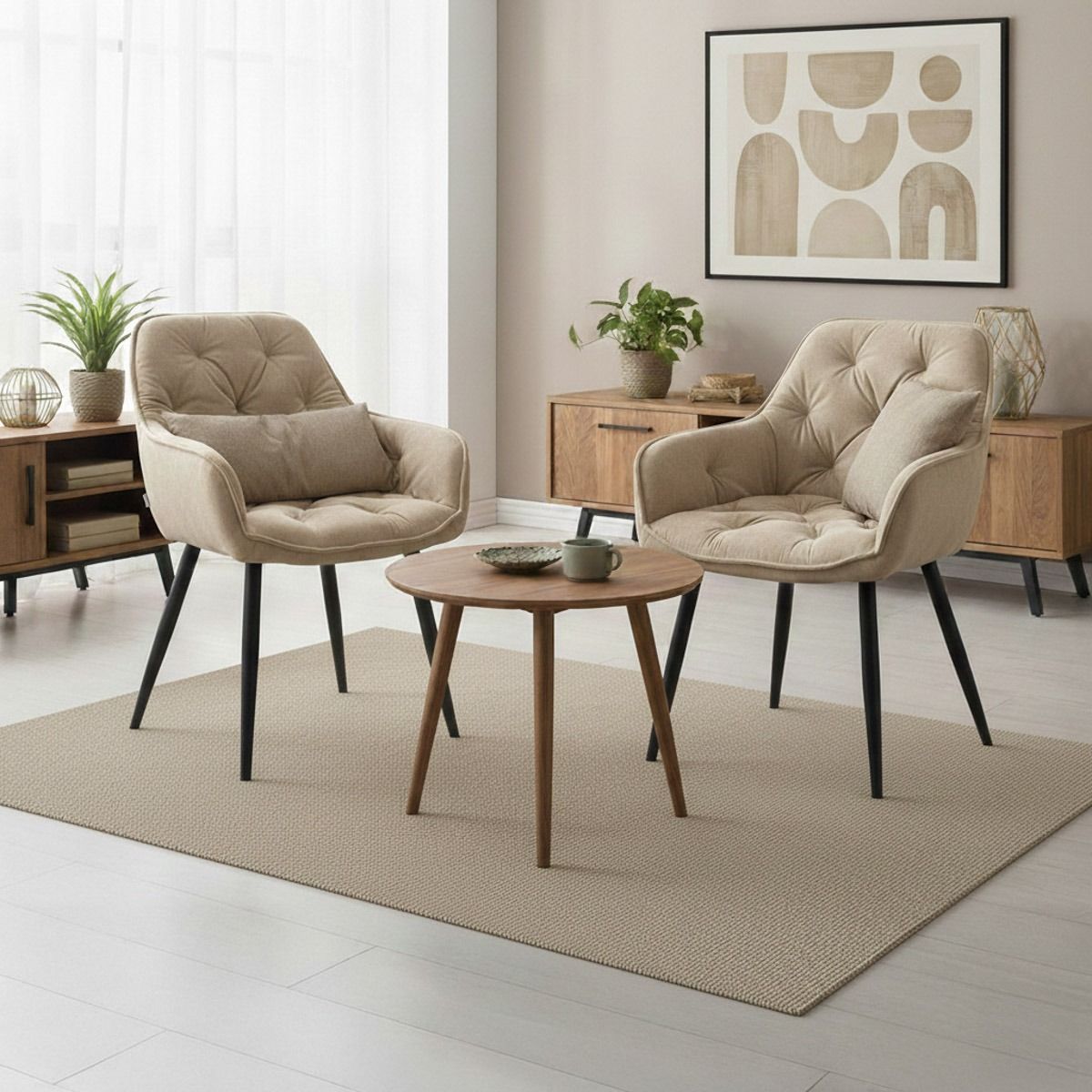 Krzesło FUSSY w tkaninie beżowe 57x63x84 cm