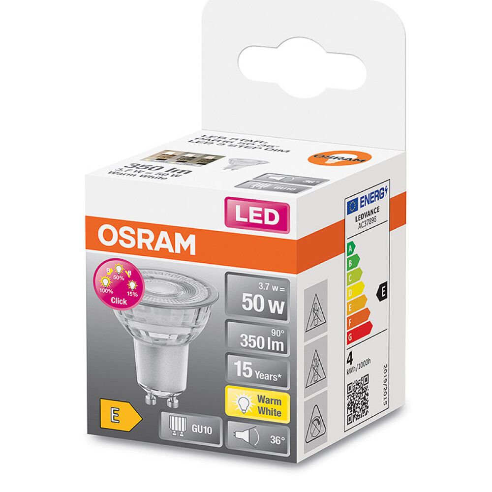 LYSPÆRE OSRAM LED PAR16 GU10 350LM 3,7W