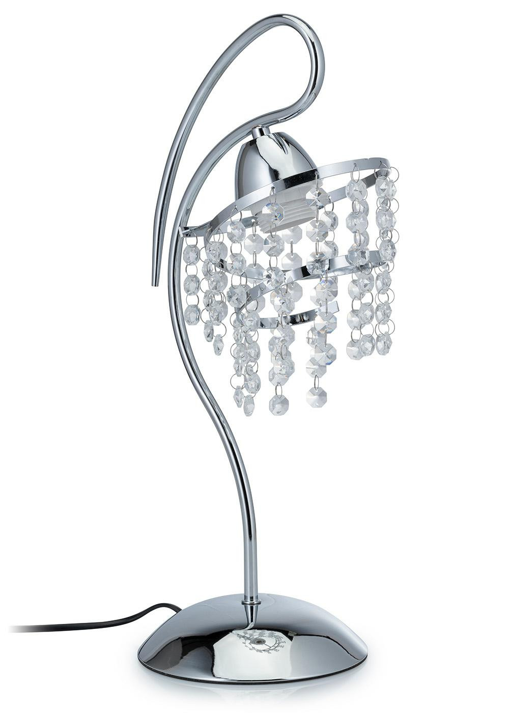 Lampka stołowa Crystal glamour srebrna z kryształkami E27 45 cm