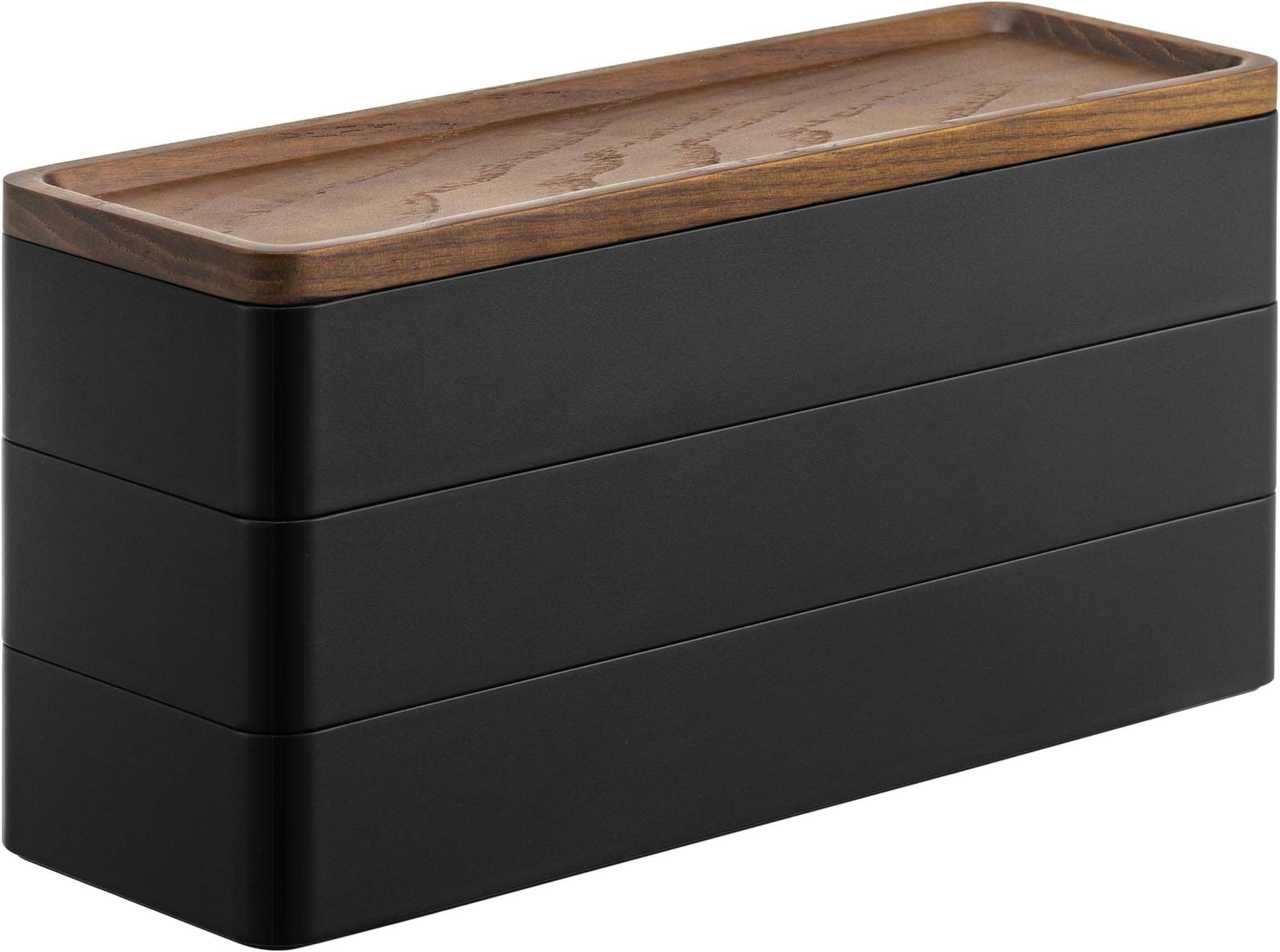 - Boite à bijoux 3 niveaux en plastique slim noir