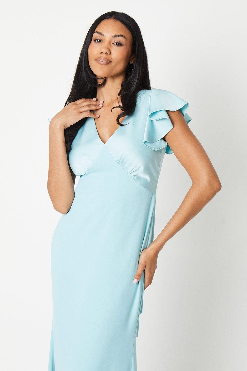 Coast V Neck Ruffle Sleeve Maxi Dress