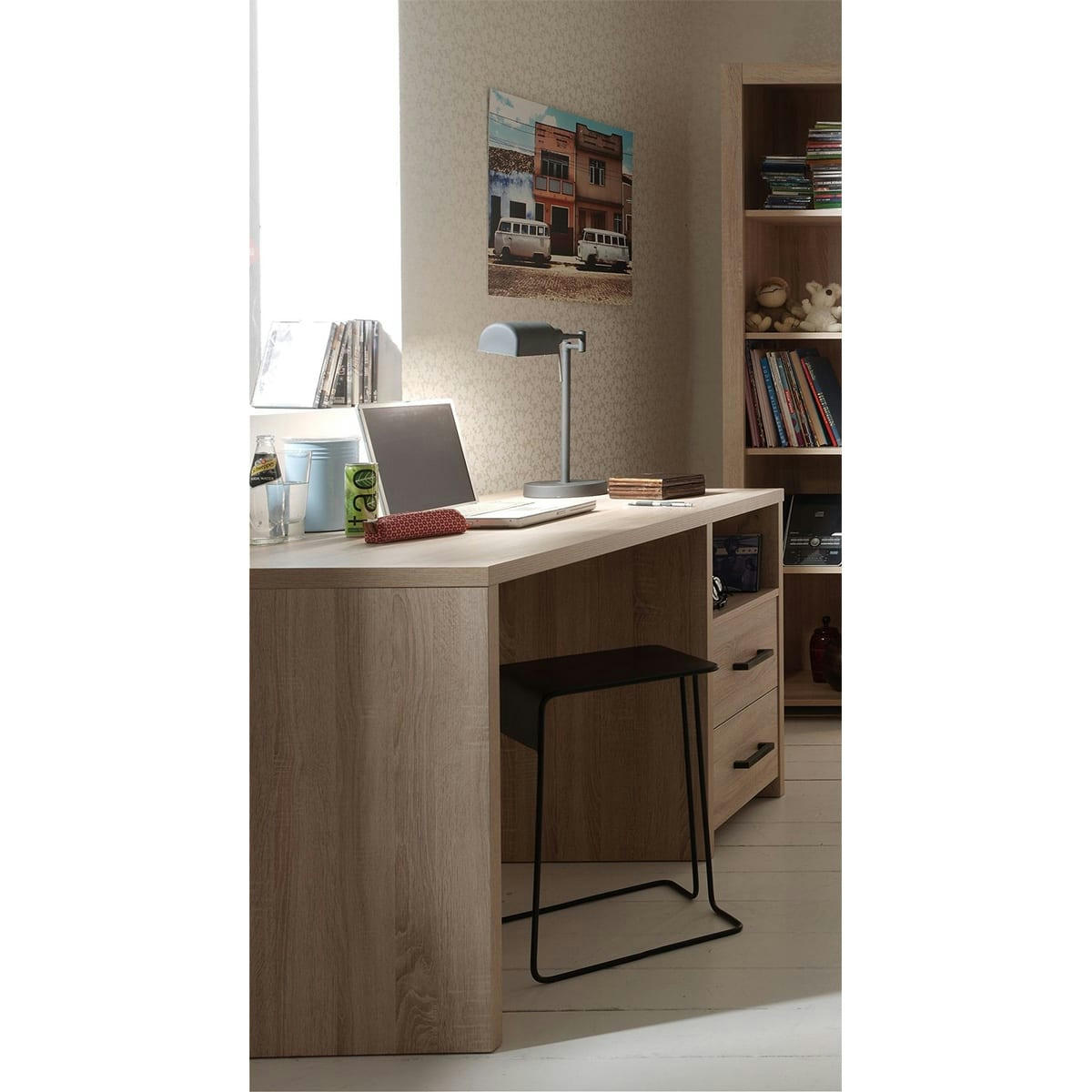 ALINE - Bureau 2 tiroirs naturel