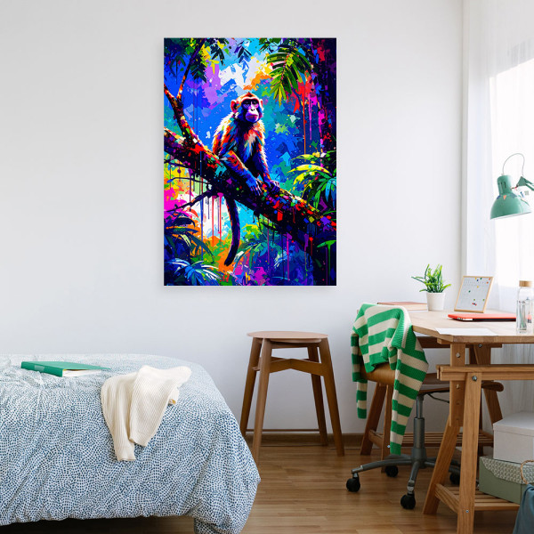 Obraz młodzieżowy, Małpa na gałęzi Kolorowa Dżungla 20x30