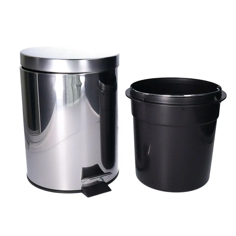 CM Pedaalemmer Shine - zilver - 5L - metaal - wc/badkamer