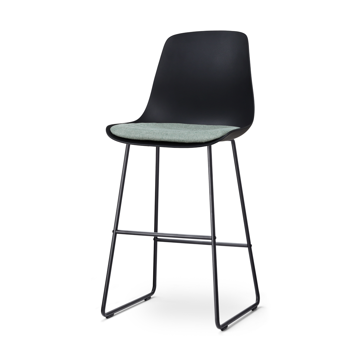 Nolon Nino-Liv Barkruk Zwart - Groen Kussen - Zwart Frame - 75 cm