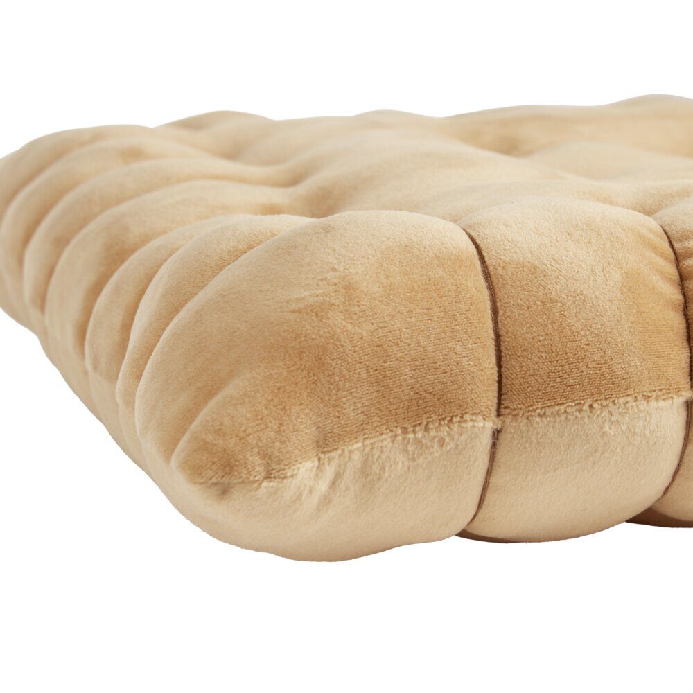 Coussin carré forme biscuit au beurre marron 40x40cm