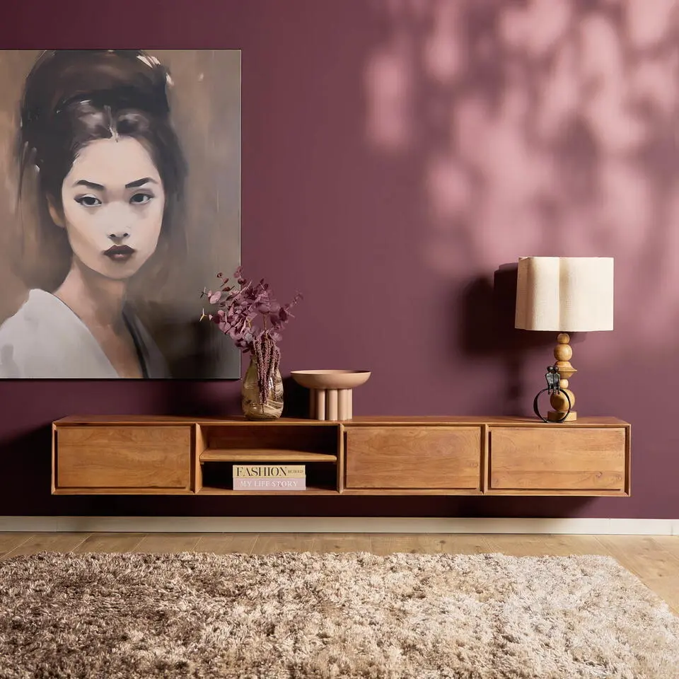 Tv-meubel Zwevend Naturel Hout - 240x35x30cm - Ambiance