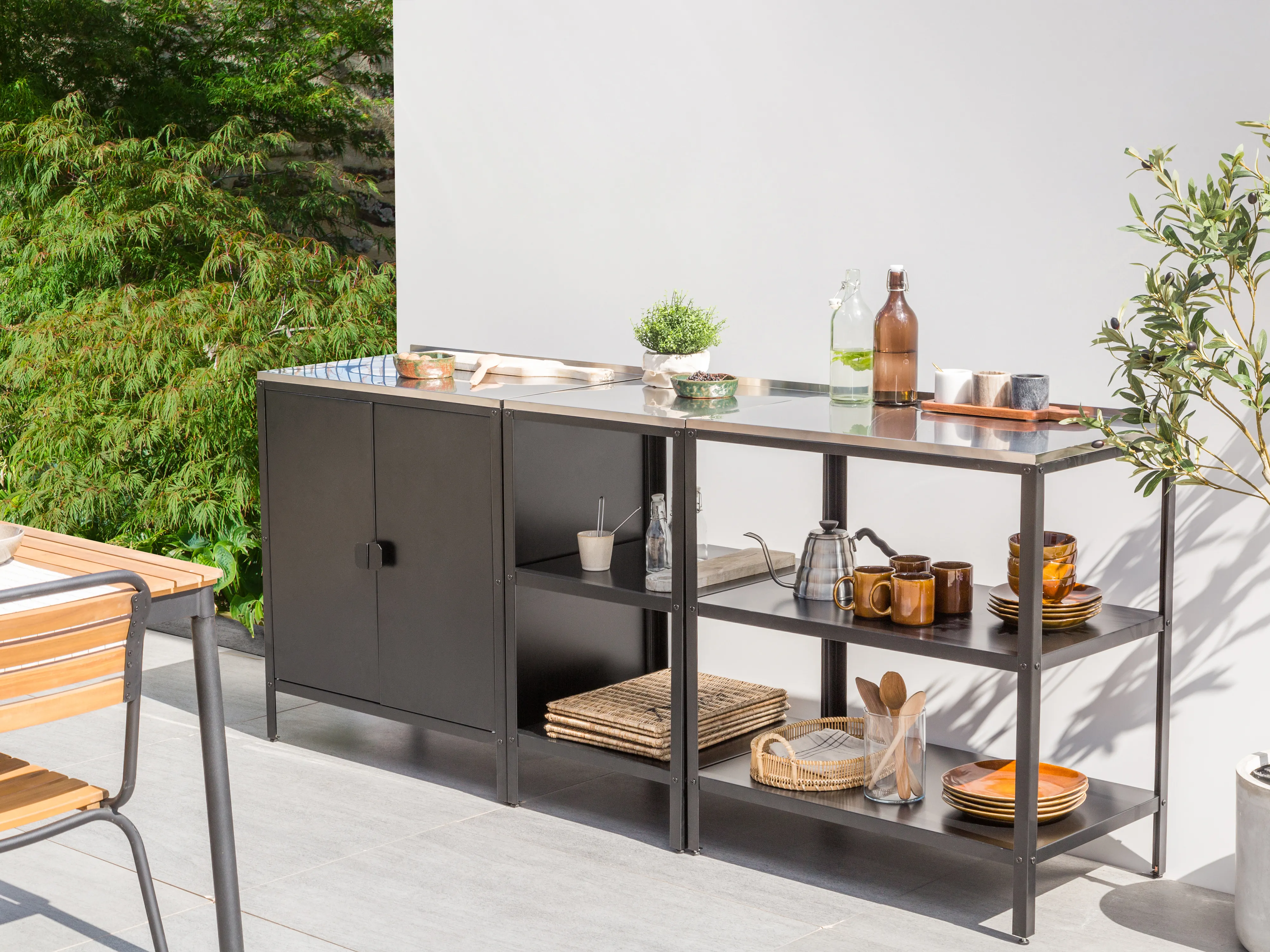 3 Piece Outdoor Kitchen Set VILAMA Metal Black